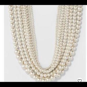 Short Faux Pearl Multi Row Necklace - A New Day